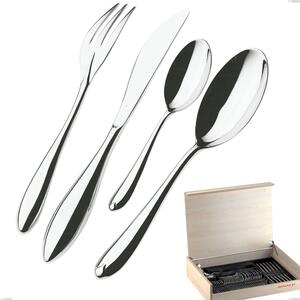 Madeira Case 49 Pieces Venezia Bugatti Cutlery, 18.10 Polished Chrome Steel, 12 mm Thickness