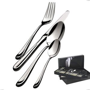 75-Piece Cutlery Set in Gallery Futura Lucido Bugatti Box, Polished 18.10 Chrome Steel