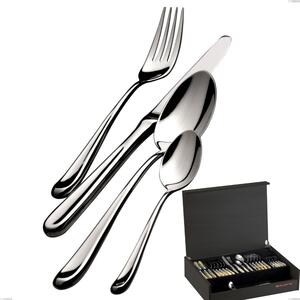 Cutlery set 49 pieces in wenge wood case Futura Lucido Bugatti, polished 18.10 chrome steel
