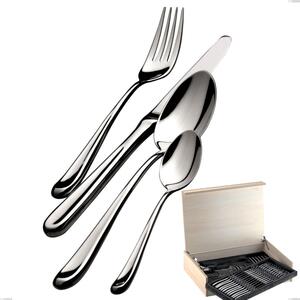 Madeira Case 75 Pieces Futura Lucido Bugatti Cutlery, 18.10 Polished Chrome Steel