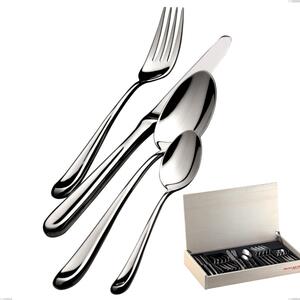 Madeira Case 30 Pieces Futura Lucido Bugatti Cutlery Set, 18.10 Polished Chrome Steel