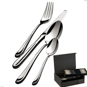 75 Piece Cutlery Set in Wenge Wood Case Futura Lucido Bugatti, 18.10 Polished Chrome Steel