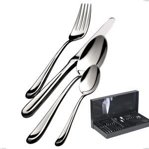 30-Piece Cutlery Set in Gallery Futura Lucido Bugatti Box, Polished 18.10 Chrome Steel