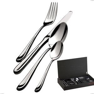 24-Piece Cutlery Set in Wenge Wood Case Futura Lucido Bugatti, 18.10 Polished Chrome Stainless Steel