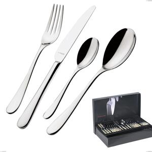 Bugatti Siena Gallery 49-Piece Cutlery Set in Box, 18.10 Polished Chrome Steel, 3mm Thickness