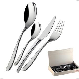 Madeira Case 24 Pieces Amalfi Lucido Bugatti Cutlery, 18.10 Polished Chrome Steel