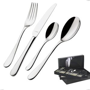 75-Piece Siena Bugatti Cutlery Set in Gallery Box, Polished Chrome Stainless Steel 18.10, 3 mm Thickness