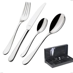 30-Piece Cutlery Set in Gallery Siena Bugatti Box, 18.10 Polished Chrome Steel, 3mm Thickness - Siena Bugatti