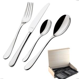Madeira Case 75 Pieces Siena Bugatti Cutlery, 18.10 Polished Chrome Steel, 3 mm Thickness