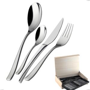 Madeira Case 75 Pieces Amalfi Lucido Bugatti Cutlery, 18.10 Polished Chrome Stainless Steel