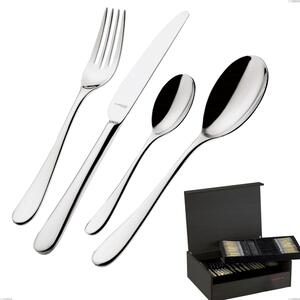 75 Piece Cutlery Set in Wenge Wood Case Siena Bugatti, Polished Chrome Stainless Steel 18.10, 3 mm Thickness