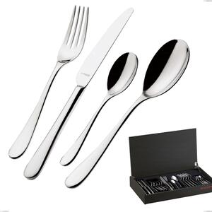 24-Piece Cutlery Set in Wenge Wood Case Siena Bugatti, 18.10 Polished Chrome Steel, 3 mm Thickness