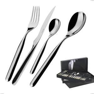 75 Piece Cutlery Set in Gallery Box Vidal Bugatti, 18.10 Polished Chrome Stainless Steel