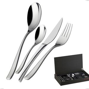 24-piece cutlery set in wenge wood case, Amalfi Lucido Bugatti, polished 18.10 chrome steel