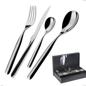 Vidal Bugatti 49 Piece Cutlery Set in Gallery Box, 18.10 Shiny Chrome Stainless Steel