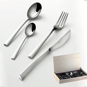 Madeira 24-Piece Cutlery Set Caprera Bugatti, 18.10 Polished Chrome Stainless Steel