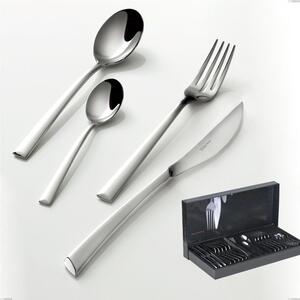 30 Piece Cutlery Set in Gallery Caprera Bugatti Box, 18.10 Polished Chrome Steel