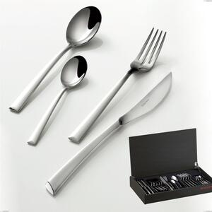 24-piece cutlery set in wenge wood case Caprera Bugatti, 18.10 polished chrome steel