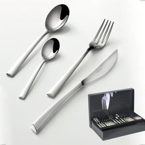 Cutlery Set 49 Pieces in Gallery Caprera Bugatti Box, Polished Chrome Stainless Steel 18.10