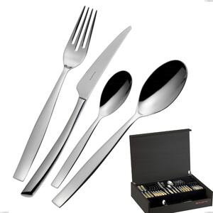 49-Piece Toscana Bugatti Cutlery Set in Wenge Wood Case, 18.10 Polished Chrome Steel, 3 mm Thickness