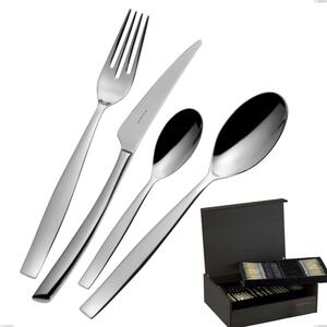 75 Piece Cutlery Set in Wenge Wood Case Toscana Bugatti, 18.10 Polished Chrome Steel, 3 mm Thickness
