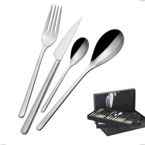 75-Piece Cutlery Set in Gallery Box Sintesi Bugatti, 18.10 Polished Chrome Steel