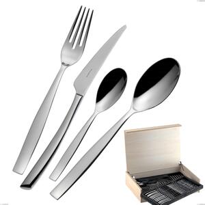Madeira Case 75 Pieces Toscana Bugatti Cutlery, Polished Chrome Stainless Steel 18.10, 3 mm Thickness