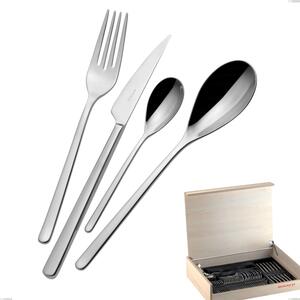 Madeira 49 Piece Cutlery Set Sintesi Bugatti, 18.10 Polished Chrome Stainless Steel