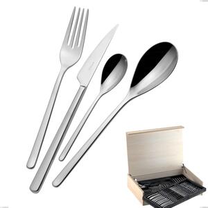 Madeira Cutlery Set 75 Pieces Sintesi Bugatti, 18.10 Polished Chrome Steel