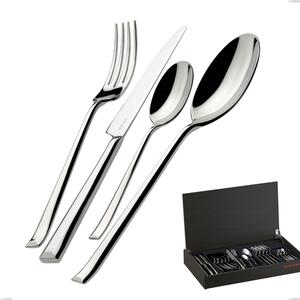 Wenge Wood Case 24 Pieces Cutlery Set Duetto Bugatti, 18.10 Polished Chrome Stainless Steel