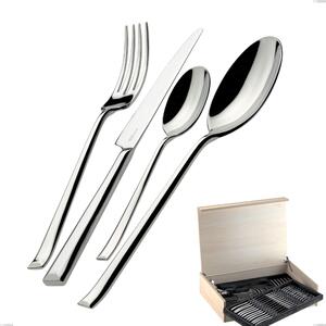 Madeira Case 75 Pieces Duetto Bugatti Cutlery, 18.10 Polished Chrome Steel