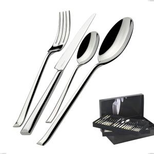 75-Piece Cutlery Set in Gallery Duetto Bugatti Box, 18.10 Polished Chrome Stainless Steel