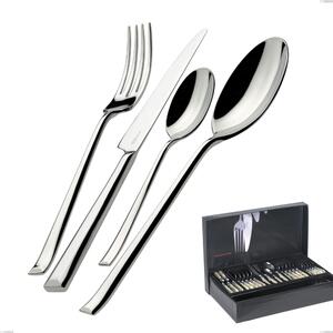 Cutlery Set 49 Pieces in Gallery Duetto Bugatti Box, 18.10 Polished Chrome Steel