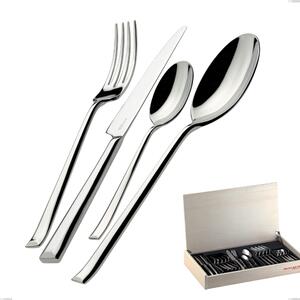 Madeira Cutlery Set 24 Pieces Duetto Bugatti, 18.10 Polished Chrome Steel