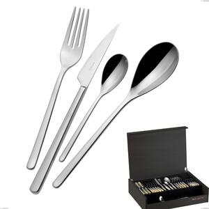 49-Piece Sintesi Bugatti Cutlery Set in Wenge Wood Case, 18.10 Polished Chrome Steel