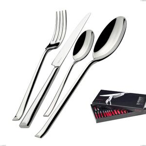 Bugatti Duetto 24 Piece Cutlery Set in Gallery Box, Polished Chrome Stainless Steel 18.10