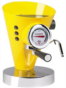 Bugatti DIVA Stainless Steel Coffee Machine 24x24x36.5 cm - Weight 9.5 kg, 0.8 Litres for Ground and Powdered Coffee Entirely Made in Italy with Italian Warranty Yellow