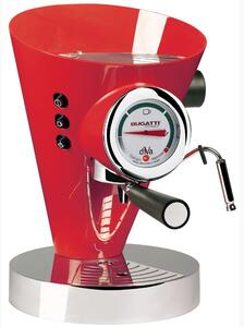 Bugatti DIVA Coffee Machine in Stainless Steel 24x24x36.5 cm - Weight 9.5 kg, 0.8 Litres for Ground and Powdered Coffee Entirely Made in Italy with Italian Warranty, Red