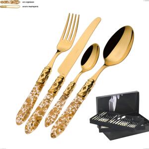 75-piece Aladdin tutto oro Bugatti cutlery set in gallery box, 18.10 stainless steel gold-plated with 24 karat gold, PMMA handle