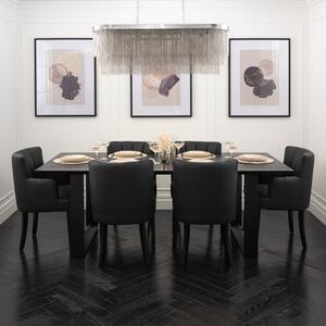 Set of Rocco Black Dining Table and Six Hatfield Black Faux Leather Chairs