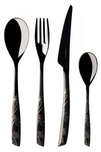 Cutlery Set 24 Pieces 6 Table Settings in Stainless Steel 18/10 Riviera Lady Black Diamond PVD Polished