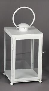 Wrought Iron Flat Lantern MEDIUM Minimalist Style Size 30x30xH 55cm - Suitable for Indoor and Outdoor Handcrafted Matte White
