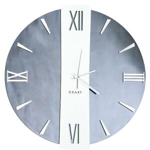 Wall Clock with Black Smoked Mirror Structure and Polished Edge Finish, 45 cm, White Hands, Arabic Numbers in Black Smoked
