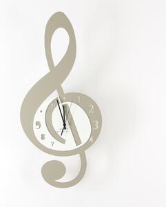 Wall Clock with Metal Structure VIOLINO Dimensions 55x33 cm with Laser-Cut Metal Hour Dial in Dove Grey Colour