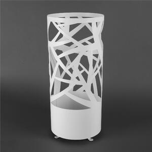 Round Metal Umbrella Stand AUTUMN Design with Laser-Cut Intertwined Branches, Pastel White, Size 25x56 cm