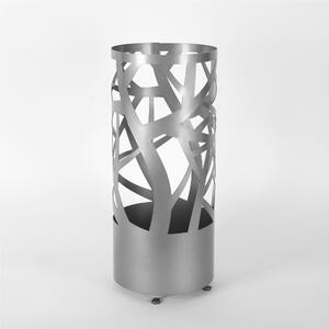 Round Metal Umbrella Stand AUTUMN Design Workmanship 25xh 56 cm Laser Cut Intertwined Branches Pastel Dove Grey Colour
