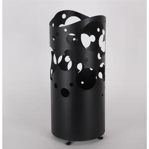 Modern Design Umbrella Stand BIG BOLLE Metal Structure Laser Cut Size 25x25xh 57 cm with Raised Feet and Water Collection Tray Black Colour