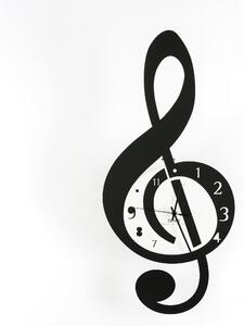 Wall Clock with Metal Structure VIOLINO Size 55x33 cm with Laser Cut Metal Hour Dial in Black Colour
