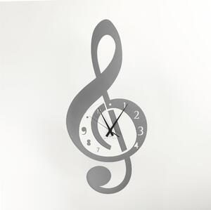 Wall Clock with Metal Structure VIOLINO Size 55x33 cm with Laser-cut Metal Hour Dial, Cast Iron Colour