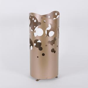 Modern Design Umbrella Stand BIG BOLLE with Laser Cut Metal Structure, Size 25x25xh 57 cm, Elevated Feet and Water Collecting Tray, Metallic Gold